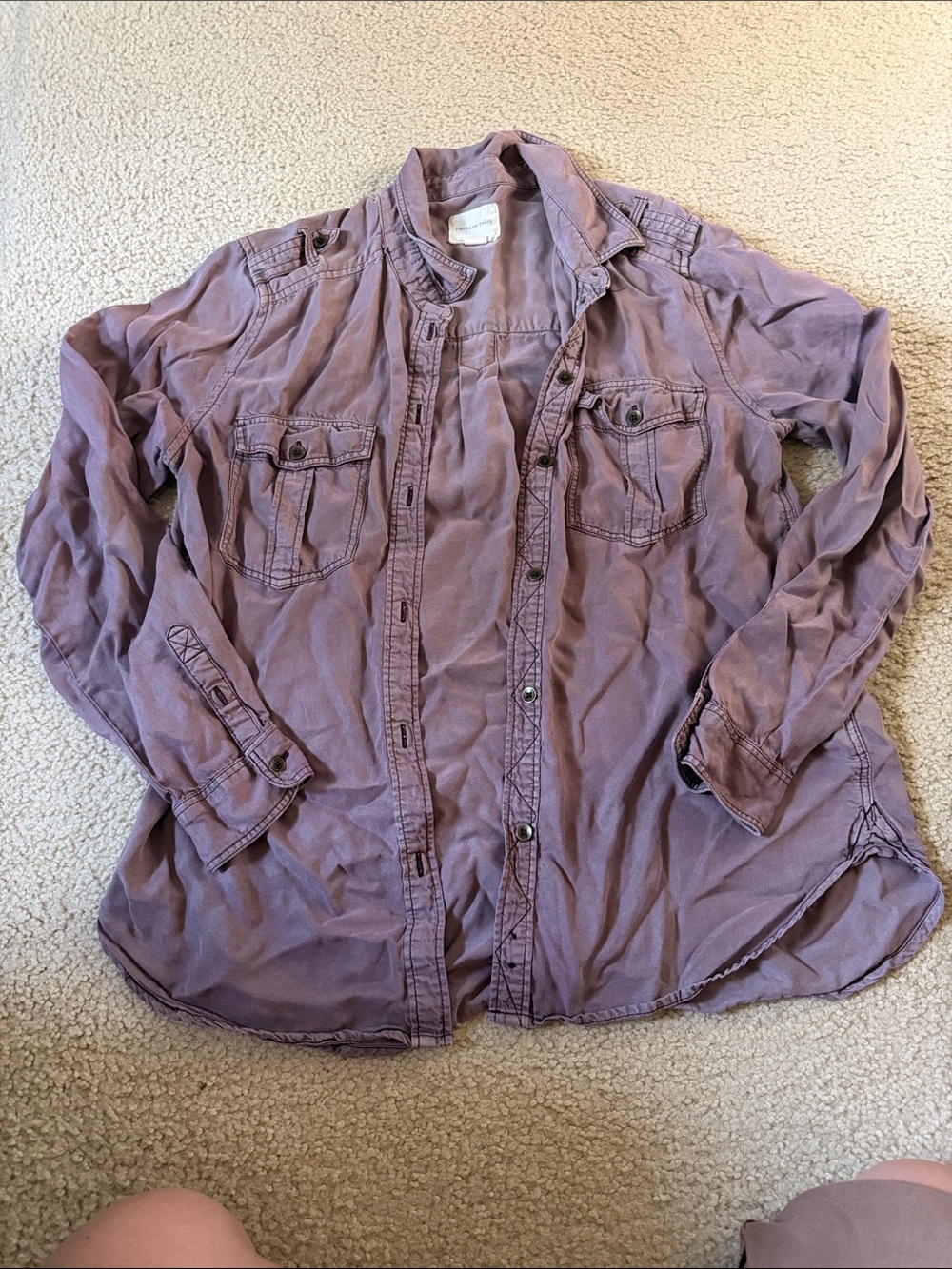 American Eagle Outfitters Mauve Button-Down Utility Shirt